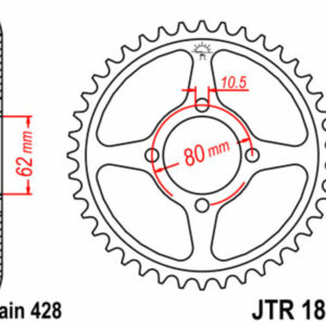 Corona JT SPROCKETS acero estándar 1843 - Paso 428