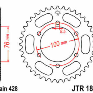 Corona JT SPROCKETS acero estándar 1844 - Paso 428