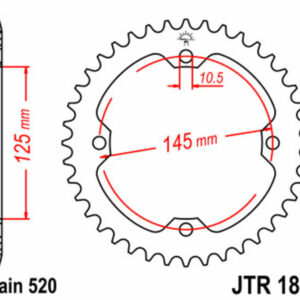 Corona JT SPROCKETS acero estándar 1857 - Paso 520