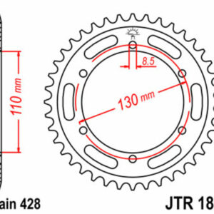 Corona JT SPROCKETS acero estándar 1870 - Paso 428