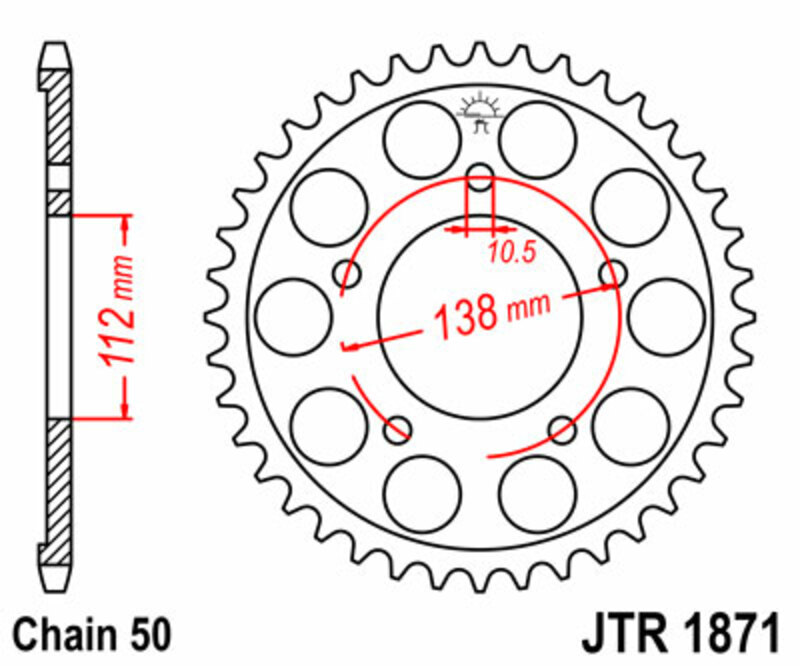 Corona JT SPROCKETS acero estándar 1871 - Paso 530