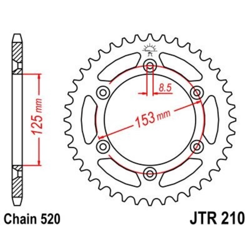 Corona JT 210 de acero con 39 dientes