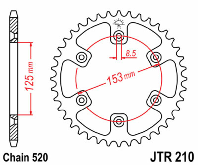 Corona JT 210 de acero con 50 dientes