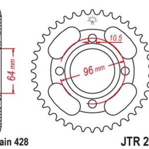 Corona JT 218 de acero Honda CG125 44 dientes