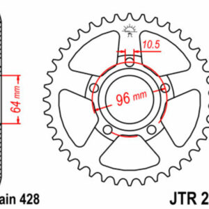Corona JT SPROCKETS acero estándar 242 - Paso 428
