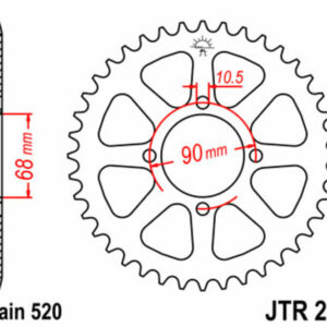 Corona JT SPROCKETS acero estándar 243 - Paso 520