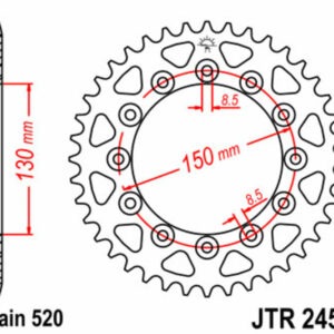 Corona JT 245/2 de acero con 42 dientes