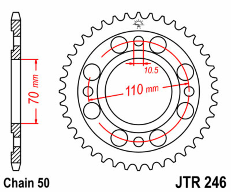 Corona JT 246 de acero con 36 dientes
