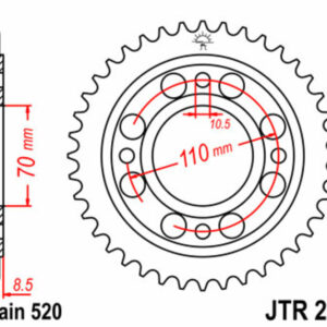 Corona JT SPROCKETS acero estándar 247 - Paso 520