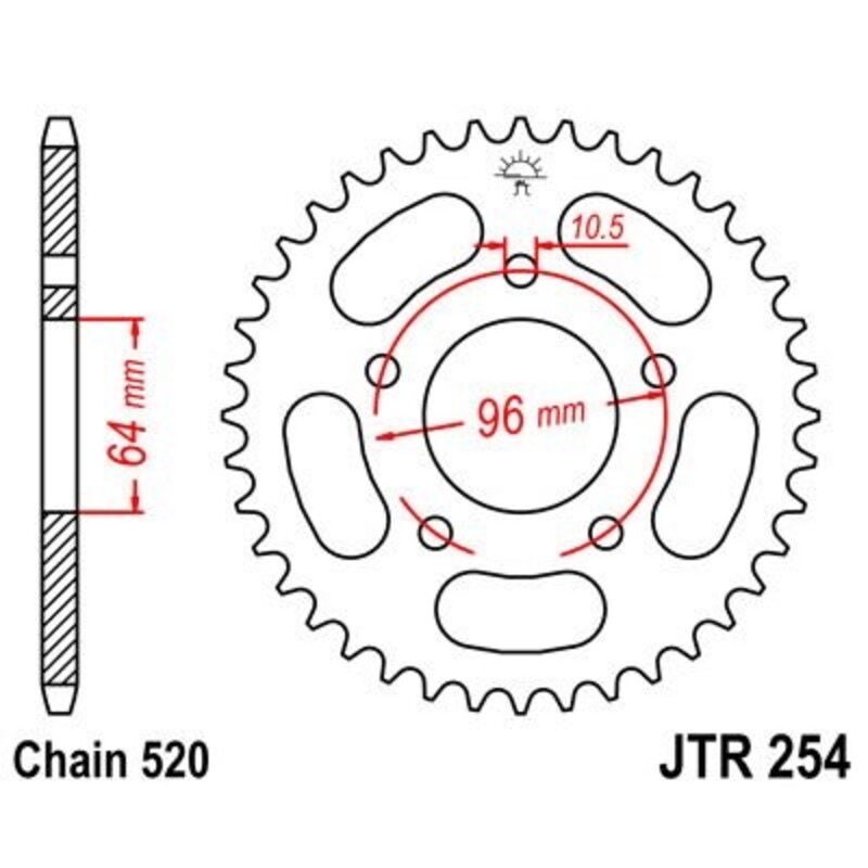 Corona JT 254 de acero con 43 dientes