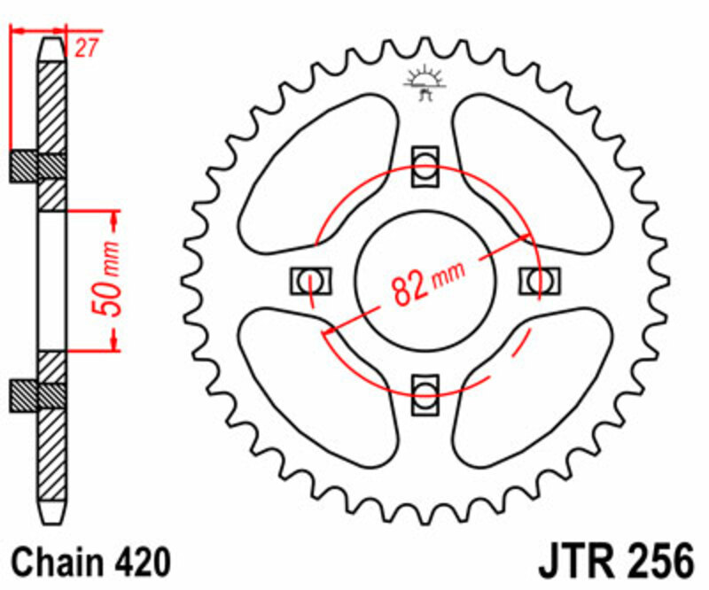 Corona JT 256 de acero con 35 dientes