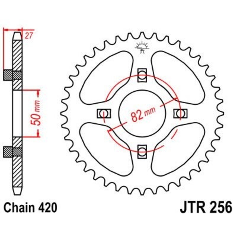 Corona JT 256 de acero con 36 dientes
