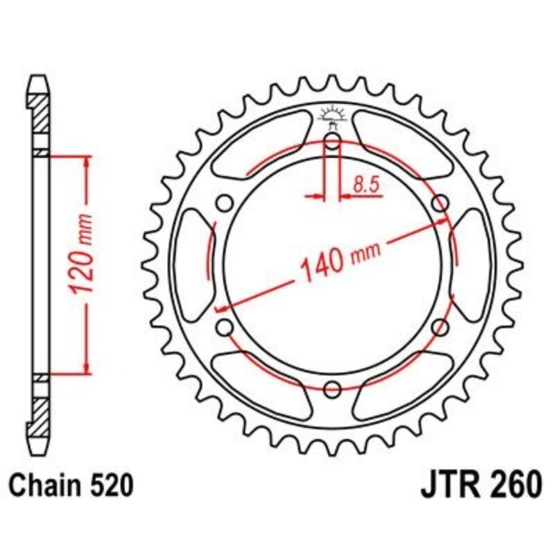 Corona JT 260 de acero con 40 dientes