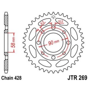 Corona JT 269 de acero con 38 dientes