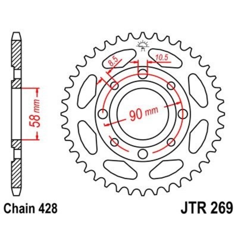 Corona JT 269 de acero con 40 dientes