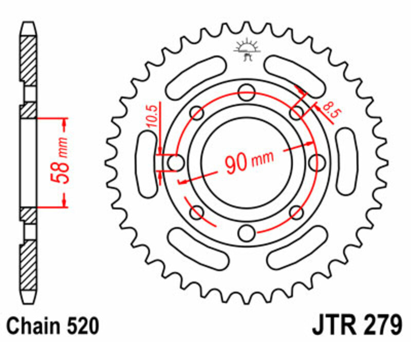 Corona JT SPROCKETS acero estándar 279 - 520