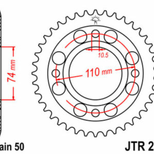 Corona JT SPROCKETS acero estándar 280 - Paso 530