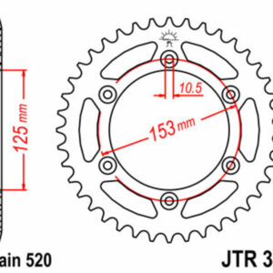 Corona JT SPROCKETS acero estándar 301 - Paso 520
