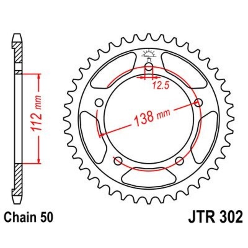 Corona JT 302 de zinc negro con 43 dientes