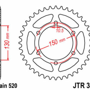 Corona JT SPROCKETS acero estándar 305 - Paso 520