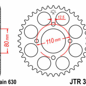 Corona JT SPROCKETS acero estándar 333 - Paso 630