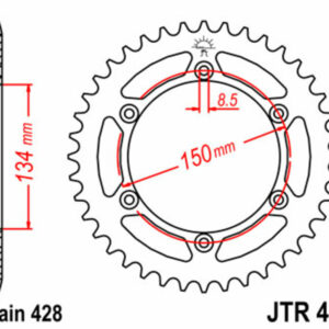 Corona JT SPROCKETS acero estándar 459 - Paso 428