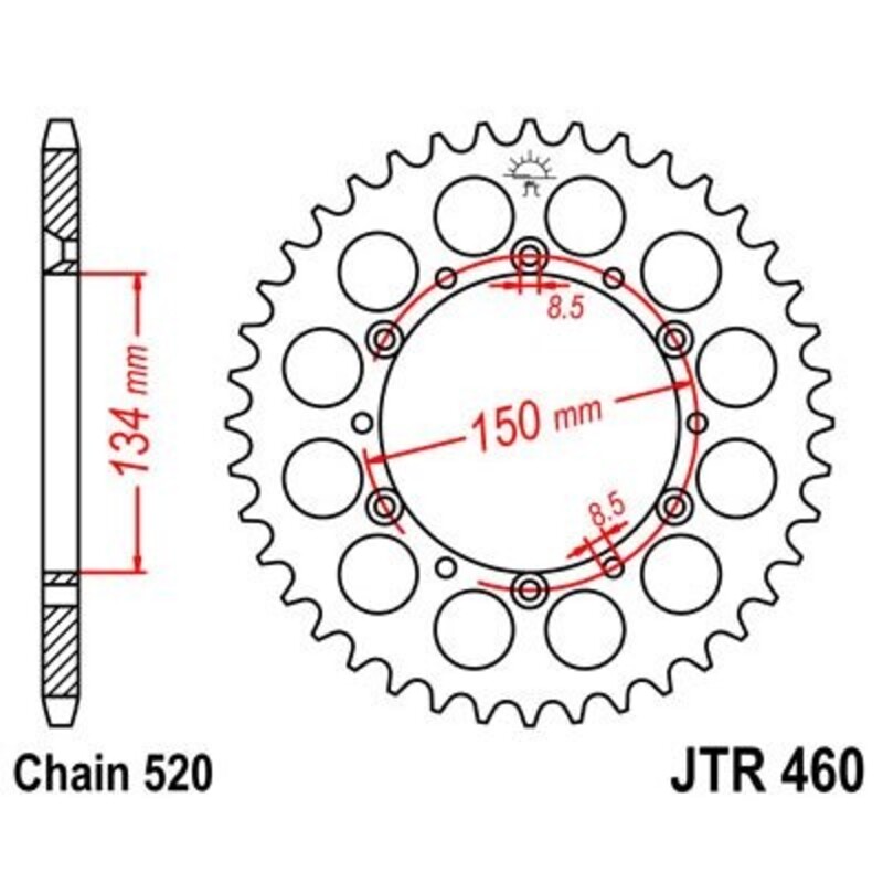 Corona JT 460 de acero con 52 dientes