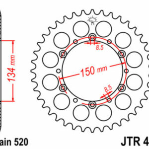 Corona JT 460 de acero con 50 dientes