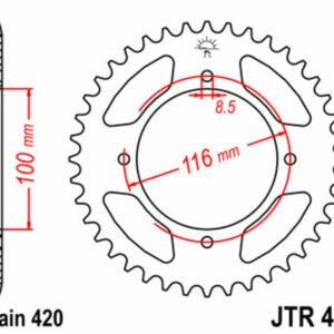Corona JT 461 de acero con 51 dientes