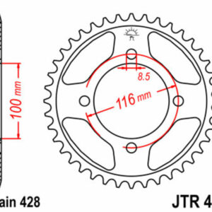 Corona JT SPROCKETS acero estándar 462 - Paso 428