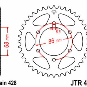 Corona JT SPROCKETS acero estándar 468 - Paso 428