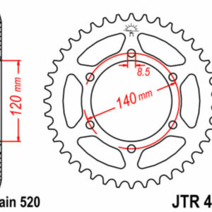 Corona JT SPROCKETS acero estándar 475 - Paso 520