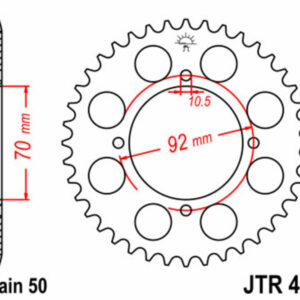 Corona JT SPROCKETS acero estándar 476 - Paso 530