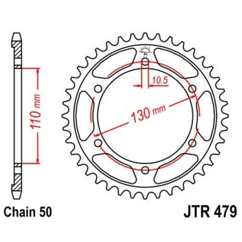 Corona JT SPROCKETS de zinc negro 479 - 530