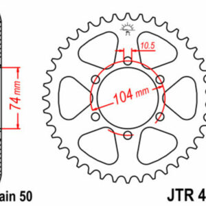 Corona JT SPROCKETS acero estándar 481 - Paso 530