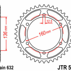 Corona JT SPROCKETS acero estándar 500 - Paso 630