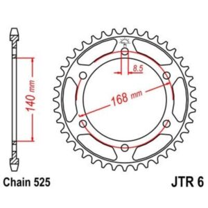 Corona JT 6 de zinc negro con 42 dientes