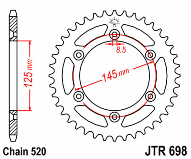 Corona JT 698 de acero con 42 dientes