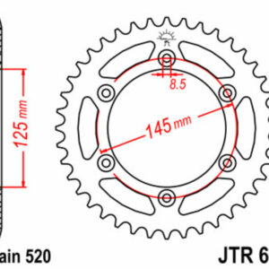Corona JT SPROCKETS acero estándar 698 - Paso 520