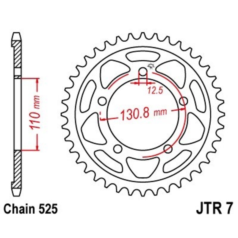Corona JT 7 de zinc negro con 46 dientes