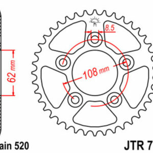 Corona JT SPROCKETS acero estándar 701 - Paso 520