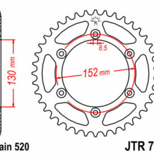 Corona JT SPROCKETS acero estándar 706 - Paso 520