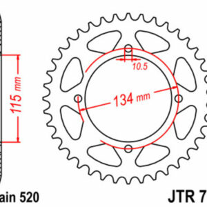 Corona JT SPROCKETS acero estándar 714 - Paso 520