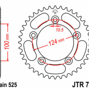 Corona JT SPROCKETS acero estándar 744 - Paso 525
