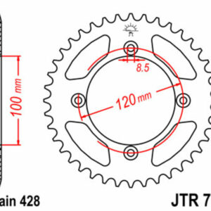Corona JT 798 de acero con 47 dientes