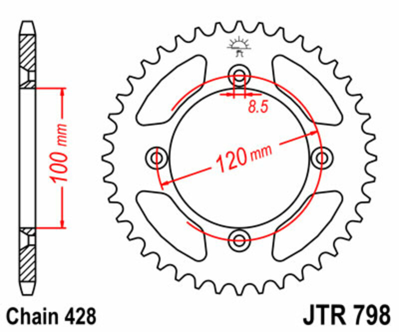 Corona JT 798 de acero con 48 dientes