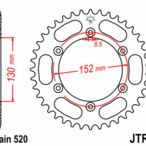 Corona JT SPROCKETS acero estándar 8 - Paso 520