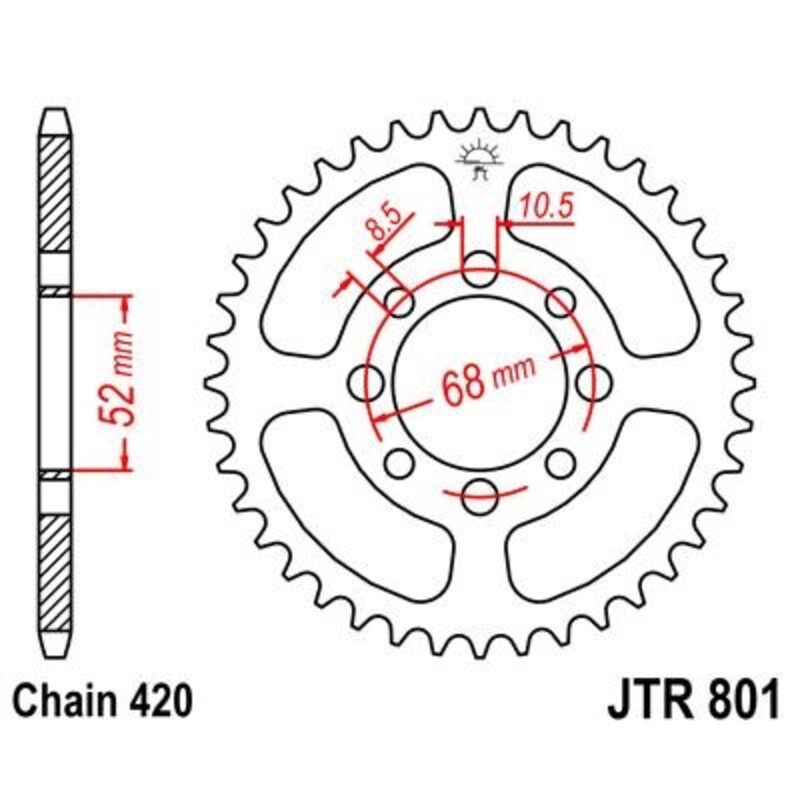 Corona JT 801 de acero con 45 dientes
