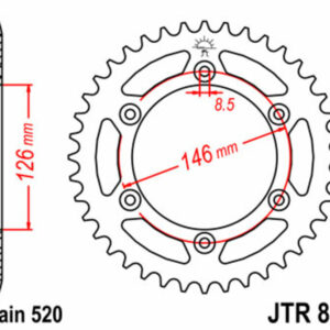 Corona JT SPROCKETS acero estándar 808 - Paso 520