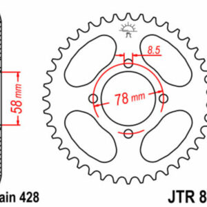 Corona JT SPROCKETS acero estándar 810 - Paso 428